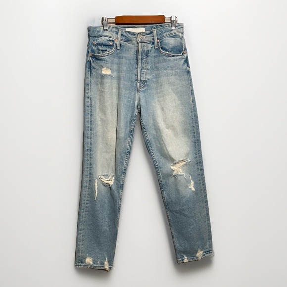 MOTHER Denim - MOTHER The Tomcat Jeans in The Confession Wash Blue Distressed Size 26 USA Made
